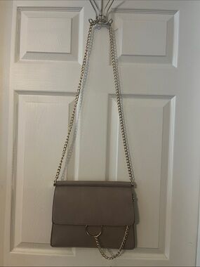 Taupe Chain-Detail Crossbody Bag